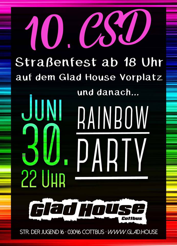 30.06.2018 - 10. CSD Cottbus - Rainbowparty mit DJ Scampi im Glad-House